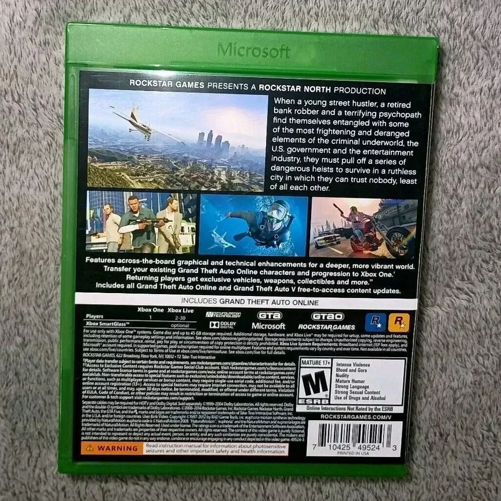 Grand Theft Auto GTA V Xbox One CIB (Microsoft Xbox One) Complete w Map & Manual